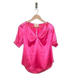 Flora Bea Neriah Silk Charmeuse Blouse  Size Small  Color Pink  NEW‎  MSRP $245
